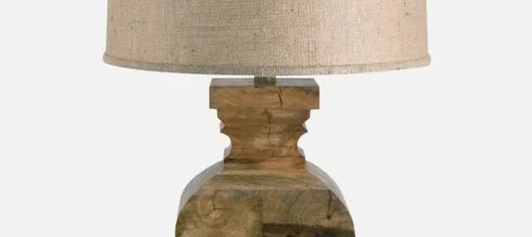 807 Curved Block Solid Wood Table Lamp - 28 x 18 x 18 inches