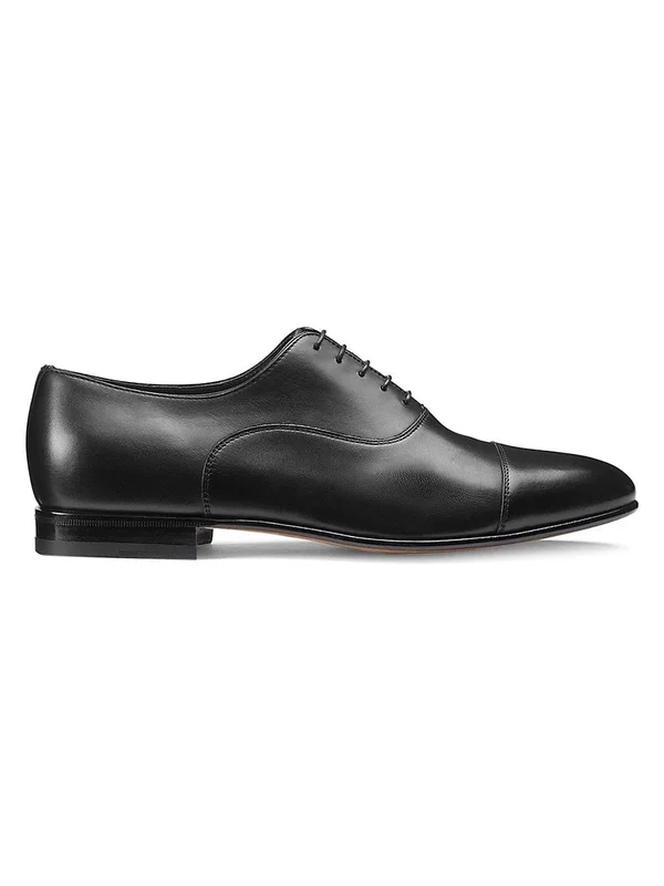Santoni Darian Cap Toe Oxford Men's Shoes Black : 11 D