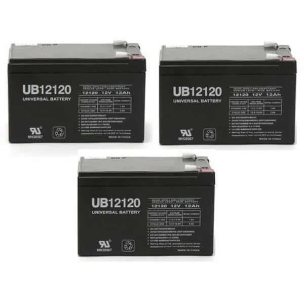 Universal Power Group 12V 12Ah F2 Razor Battery Fits MX500 & Mx650 - W15128190003 Better Than OEM - 3 Pack