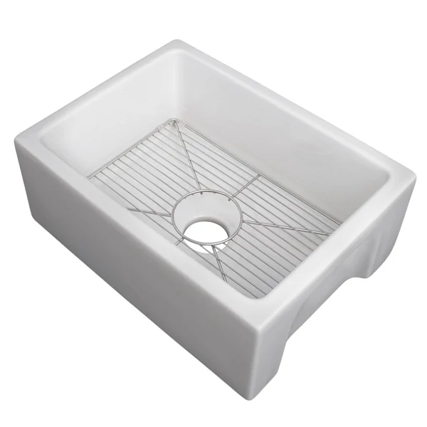 ZLINE Venice 24 inch Farmhouse Reversible Fireclay Sink in White Gloss - FRC5120-WH-24
