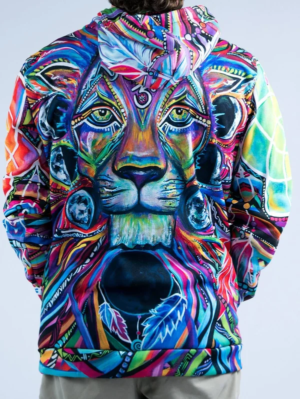 Lunar Lion Unisex Hoodie L - Red, Pullover Hoodie
