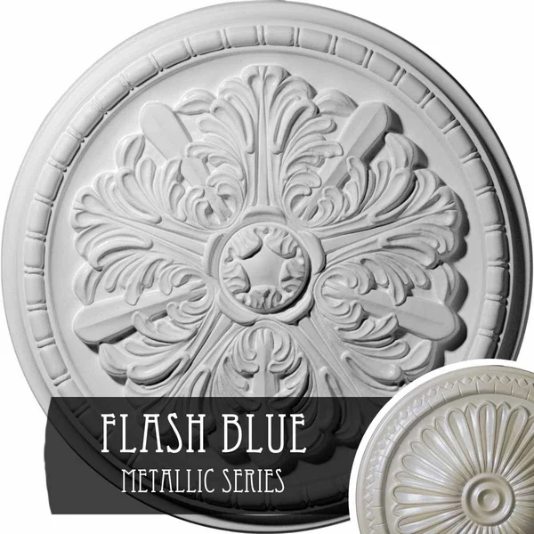 17 1/8x22OD x 1 1/2x22P Washington Ceiling Medallion (Fits Canopies Up to 2 7/8x22) - Hand-Painted Flash Blue