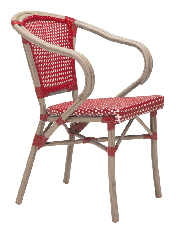 Zuo Paris Dining Arm Chair - Set of 2 - Red & White
