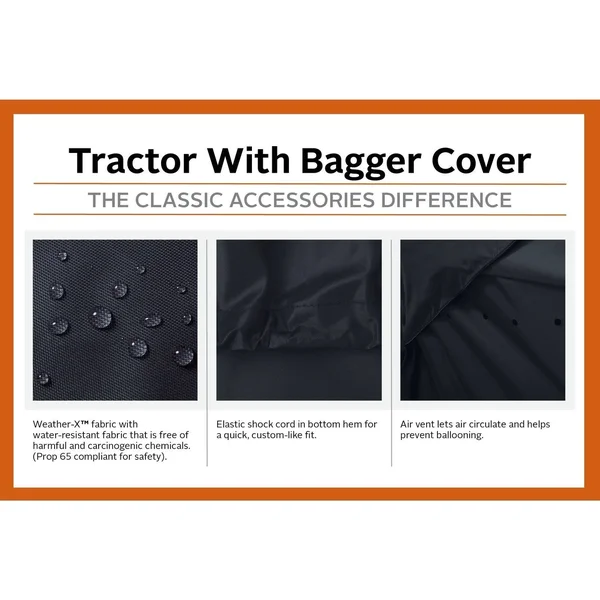 Classic Accessories Tractor with Installed Bagger Storage COVER - X-Large