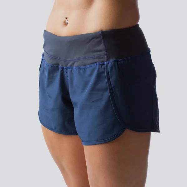 Born Primitive Women's Navy Blue Athletic Shorts, Wide Waistband Running Shorts, X-Small