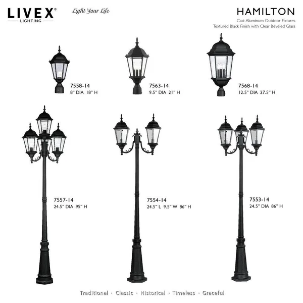 Livex Lighting Hamilton 4 Light Textured Black Outdoor Post Light, 7557-14