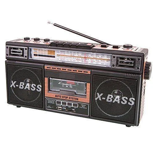 Supersonic Sc-3200 Black Retro 4-Band Radio & Cassette Player