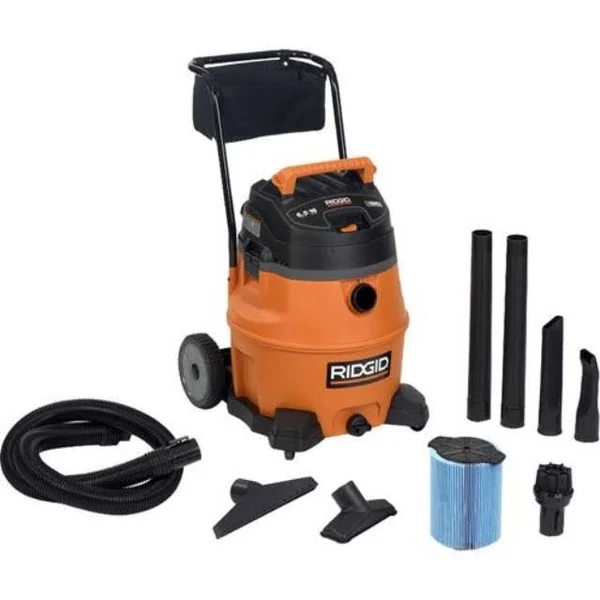 Ridgid 31693 Wd1851 16 Gallon 6.5 HP Wet/Dry Vacuum with Cart, 28.0 x 19.8 x 19.8 inches
