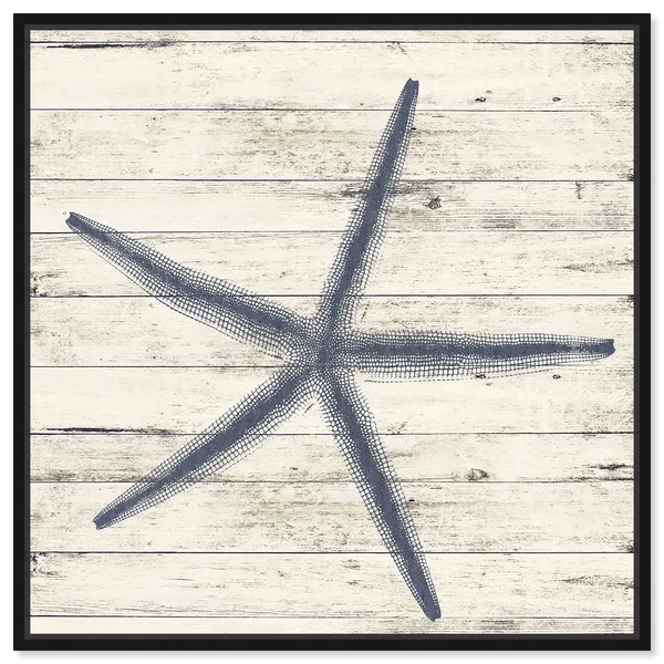 Oliver Gal 'Starfish Blue' Nautical and Coastal Wall Art Framed Canvas Print Marine Life - Blue - White - 16 x 16 - Gold