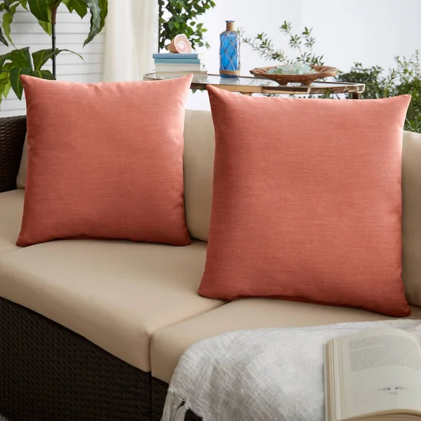 2pk 20x22 Sunbrella Outdoor Throw Pillows Coral