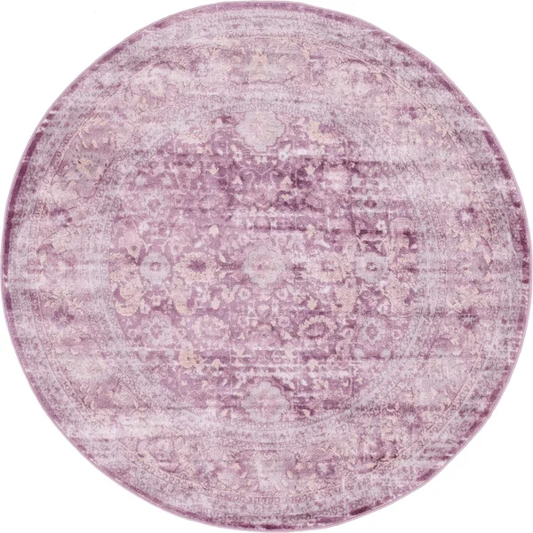 Unique Loom 3144590 6 x 6 ft. Birch Leila Round Rug Violet