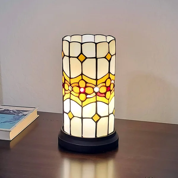 Amora Lighting 10 in. Tiffany Style Floral Mini Table Lamp