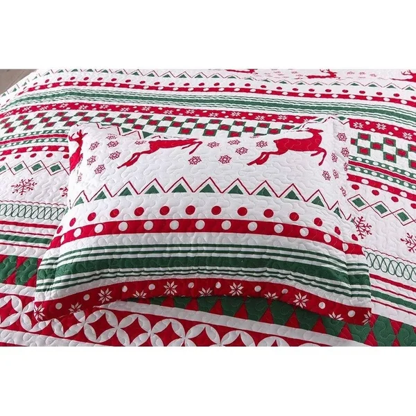 Porch & Den Dutch Christmas Pattern Quilt Set - Queen