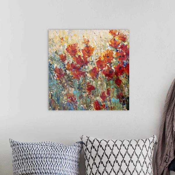 Red Poppy Field I, Large Solid-Faced Canvas Wall Art Print, Great Big Canvas