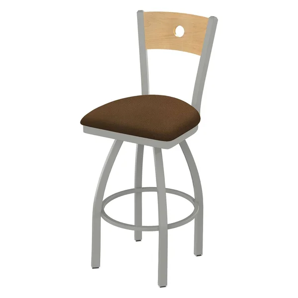 Holland Bar Stool 830 Voltaire 25x22 Counter Stool with Pewter Finish, Rein Thatch SEAT, Medium Oak BACK, and 360 Swivel 83025PW