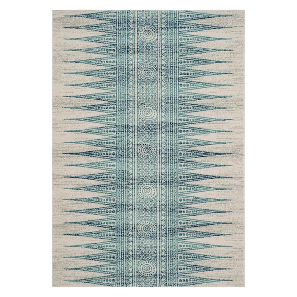 Safavieh EVK226T Evoke Ivory - Turquoise Area Rug - 4& x 6&