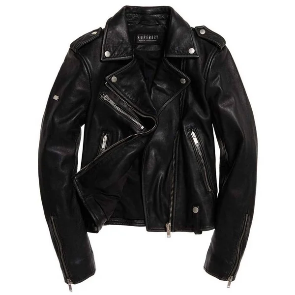 Superdry Rylee Leather Biker Jacket - Black