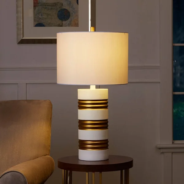 Chloe Stacked White and Gold Table Lamp