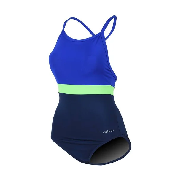 Dolfin Women's Aquashape X-Back One Piece Navy, Blue, Lime 18