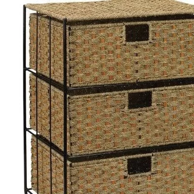Household Essentials Seagrass - Rattan 3 Drawer Unit