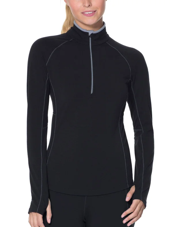 Icebreaker Women's Zone Long Sleeve Half Zip Top, Black, Size M by Campman