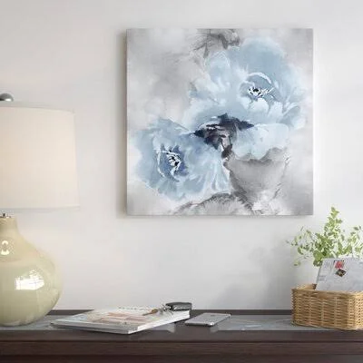 &Flower Bloom on Silver II& Painting Print on Canvas East Urban Home Size: 26x22 H x 26x22 W x 1.5x22 D