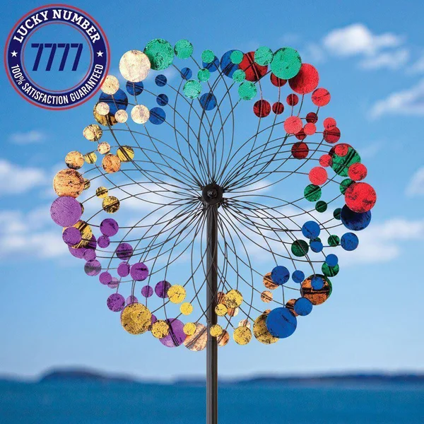 Bits and Pieces - Metallic Kaleidoscope Wind Spinner - Garden D閏or - Weather Safe Finish Makes for Great Addition to Your Garde