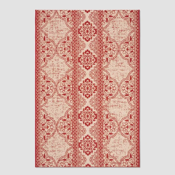 Safavieh 4& x 6& Beach House BHS174Q Red Creme Rug