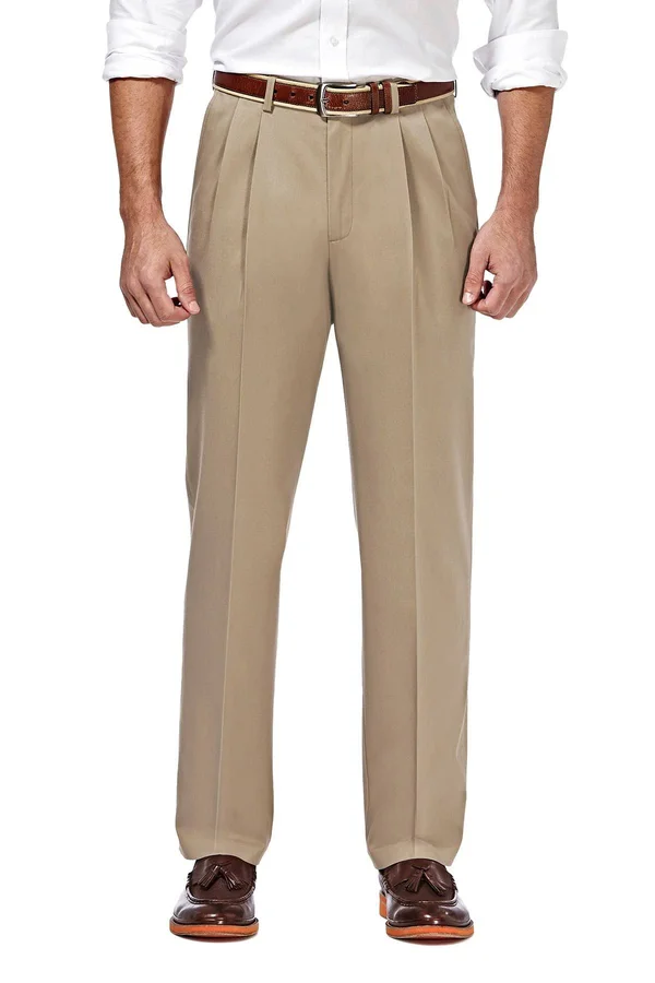Haggar Khaki Big & Tall Premium No Iron Classic Fit Flat Front Pants