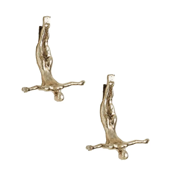 Silver Female Wall Diver Sculpture Set