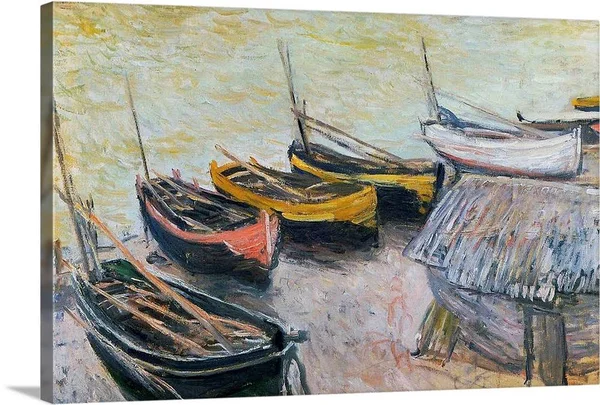 Boats on The Beach, 1883, Canvas Wall Art, 30x20, Great Big Canvas