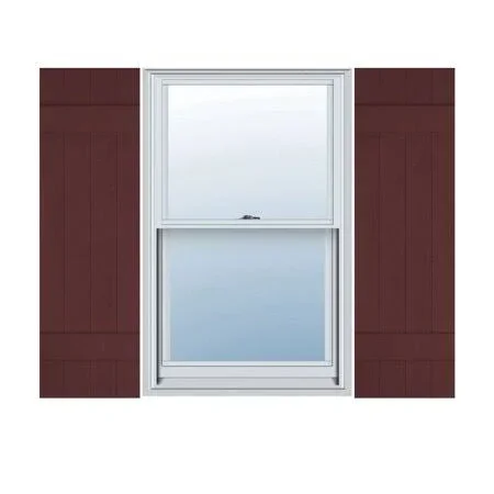 14 inchw x 45 inchh Lifetime Vinyl - Custom Four Board Joined (2 Batten), Board-n-Batten Shutters, w/Shutter-Loks (Per Pair), Bor