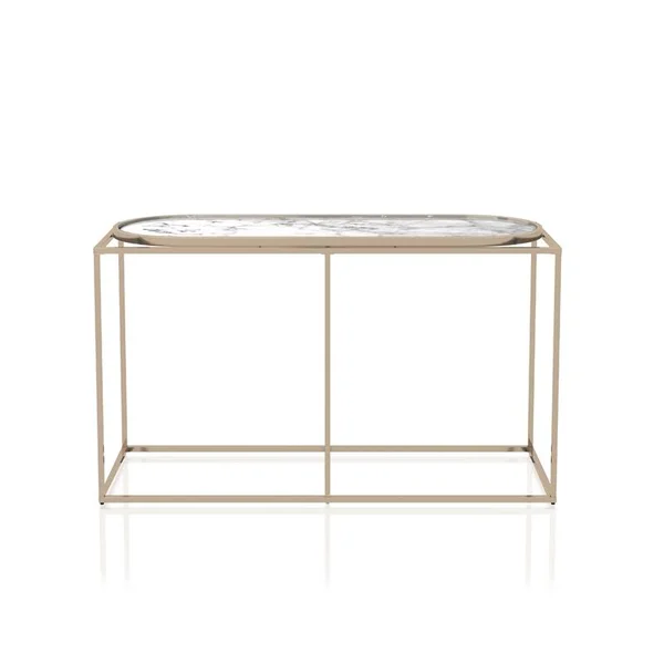 Furniture of America Abair Metal Console Table in Champaign and White