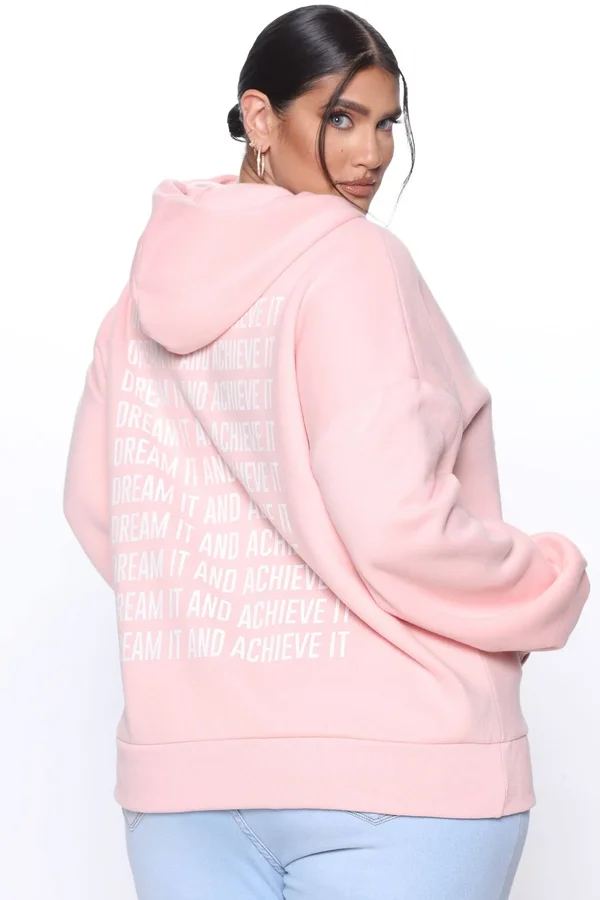 Womens Dream It and Achieve It Hoodie in Pink Size X-Small by Fashion Nova