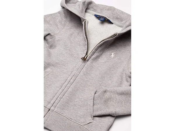 Polo Ralph Lauren Little Girls French Terry Hoodie - Light Grey Heather - Size 6