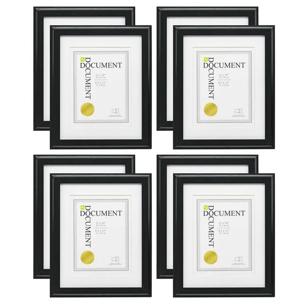 Pemberly Row Oford Wood Document Frame Black 8Pack Engineered Wood