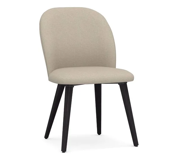 Brea Upholstered Dining Side Chair - Black Leg, Brushed Crossweave Natural