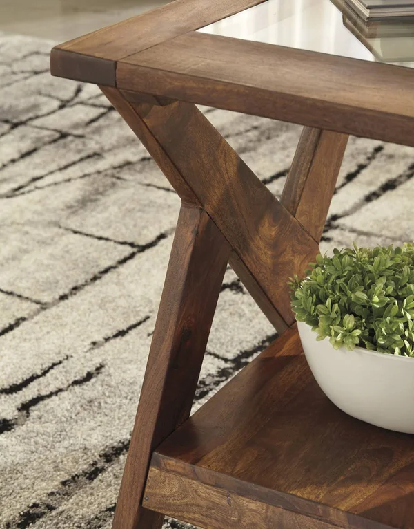 Signature Design by Ashley Charzine Warm Brown Rectangular End Table