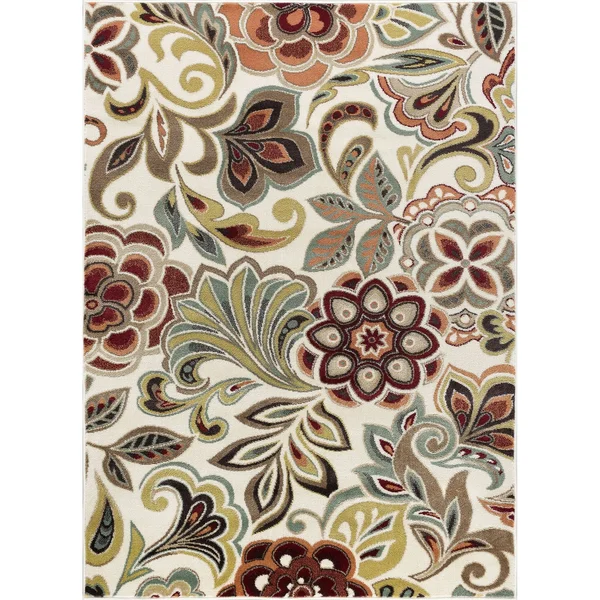 Alise Rugs Decora Transitional Floral Area Rug (7&10 x 10&3 - Ivory)