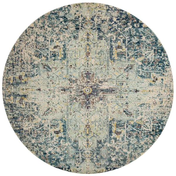 Alexander Home Vintage Boho Medallion Distressed Rug - Adult Unisex, Size: 6&7 x 6&7, Blue