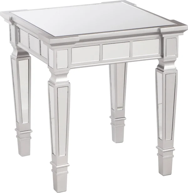 Southern Enterprises Glenview Glam Mirrored End Table Square Matte Silver