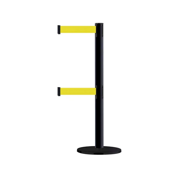 Tensabarrier 889T2B-33-33-MAX-NO-Y5X-C Advance Post - Dual Line, Black Basic Base with Black TUBE, No Custom Yellow Webbing Stand