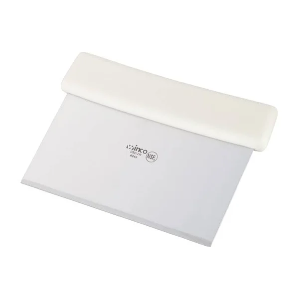 Dough Scraper - White Plastic Handle, Stainless Steel Blade, 24 Packs
