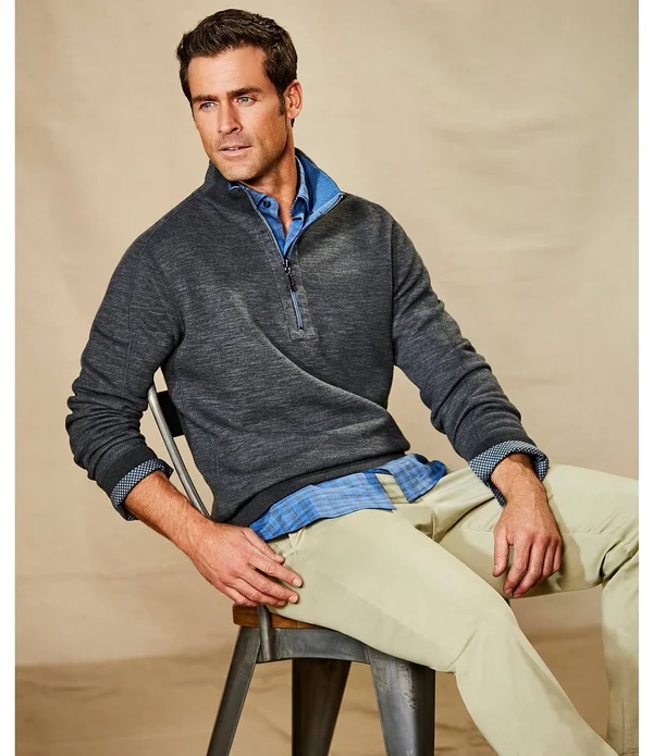 Tommy Bahama Men's Flipsider Half Zip Jacket - Dark Pewter Heather - XL