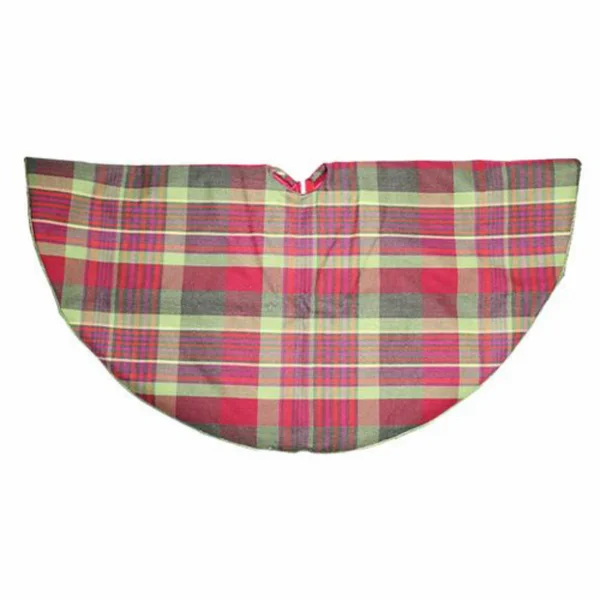 Northlight 48x22 Red and Green Plaid Rustic Woodland Christmas Tree Skirt with Green Trim - Green