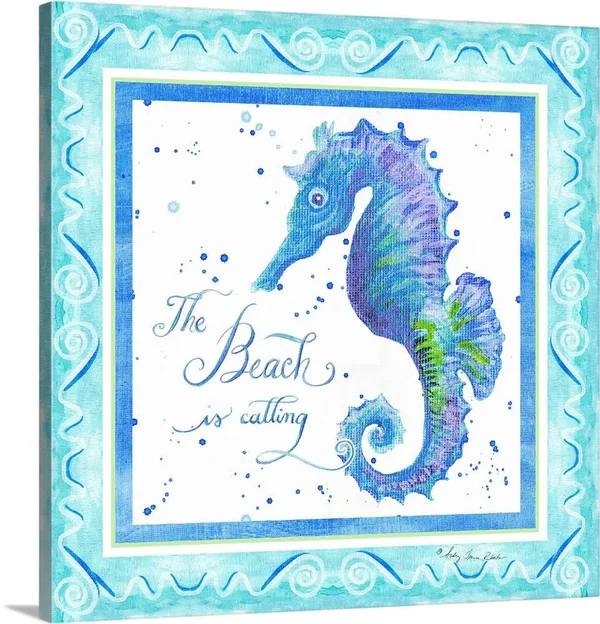 Sand N Sea Seahorse, Canvas Wall Art, 16x16, Great Big Canvas