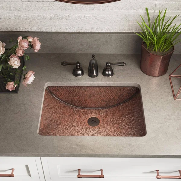 Mr Direct 926 Copper Rectangular Undermount Bathroom Sink