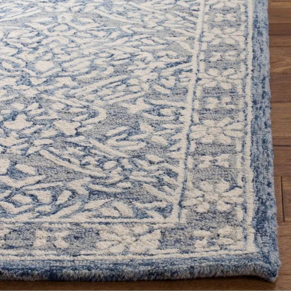 Safavieh Handmade Micro-Loop Alberdine Wool Rug (5& x 5& Round - Blue/Ivory)