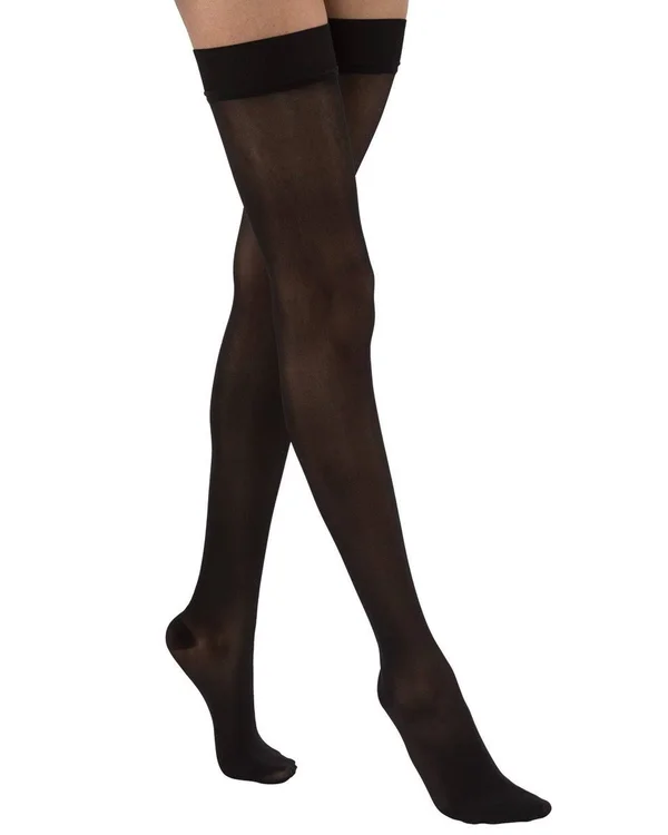 Juzo Soft 15-20 mmHg Open Toe Thigh High w/ Silicone Top Band, V, Short, Beige