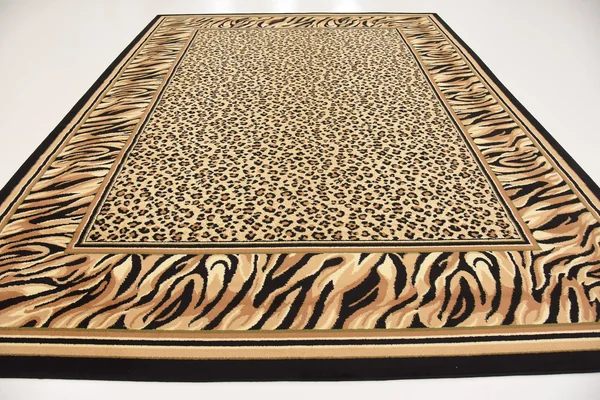Unique Loom Cheetah wildlife Area Rug - 9& x 12& Light Brown
